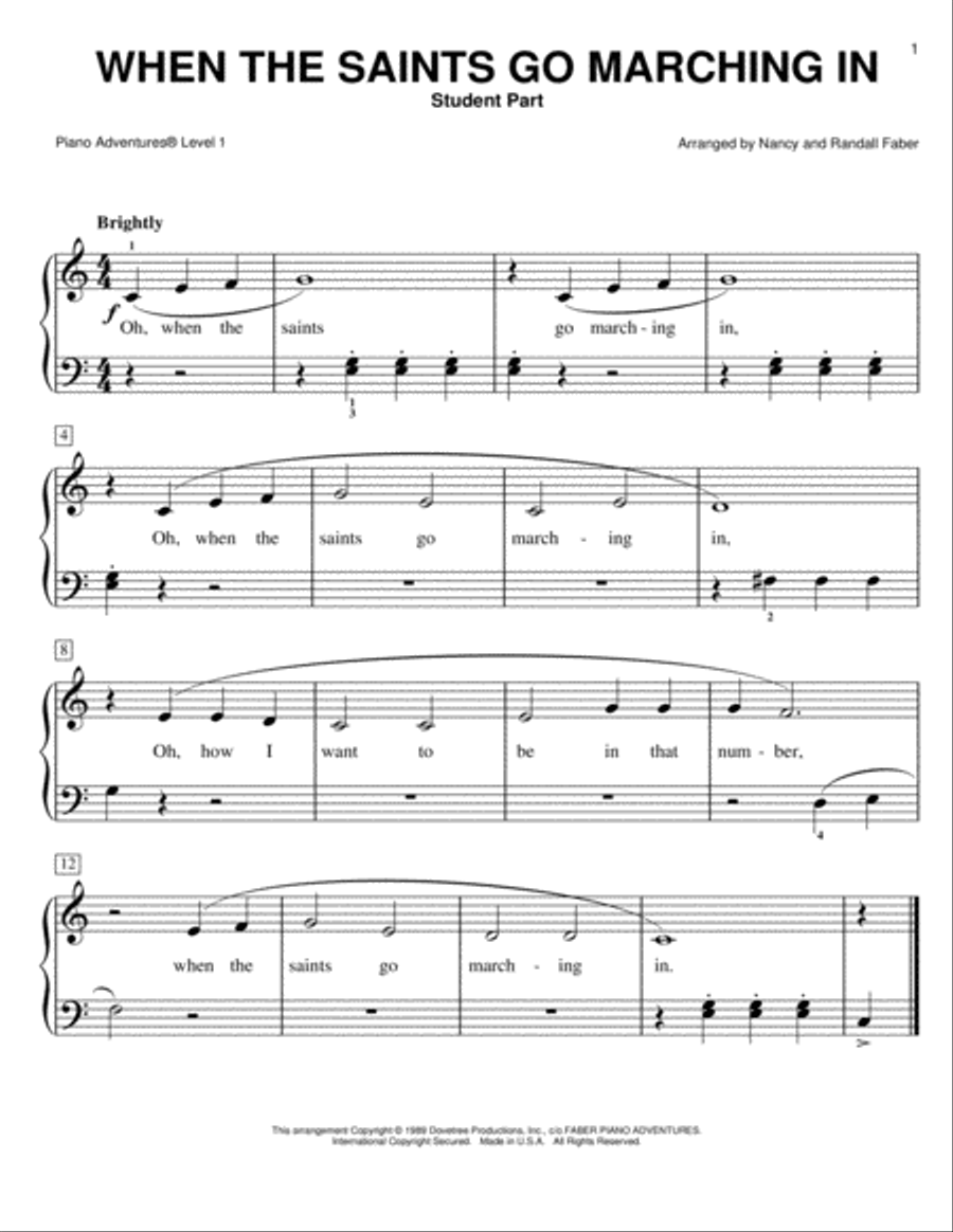 When the Saints Go Maching In Piano Method scores gallery preview page 1