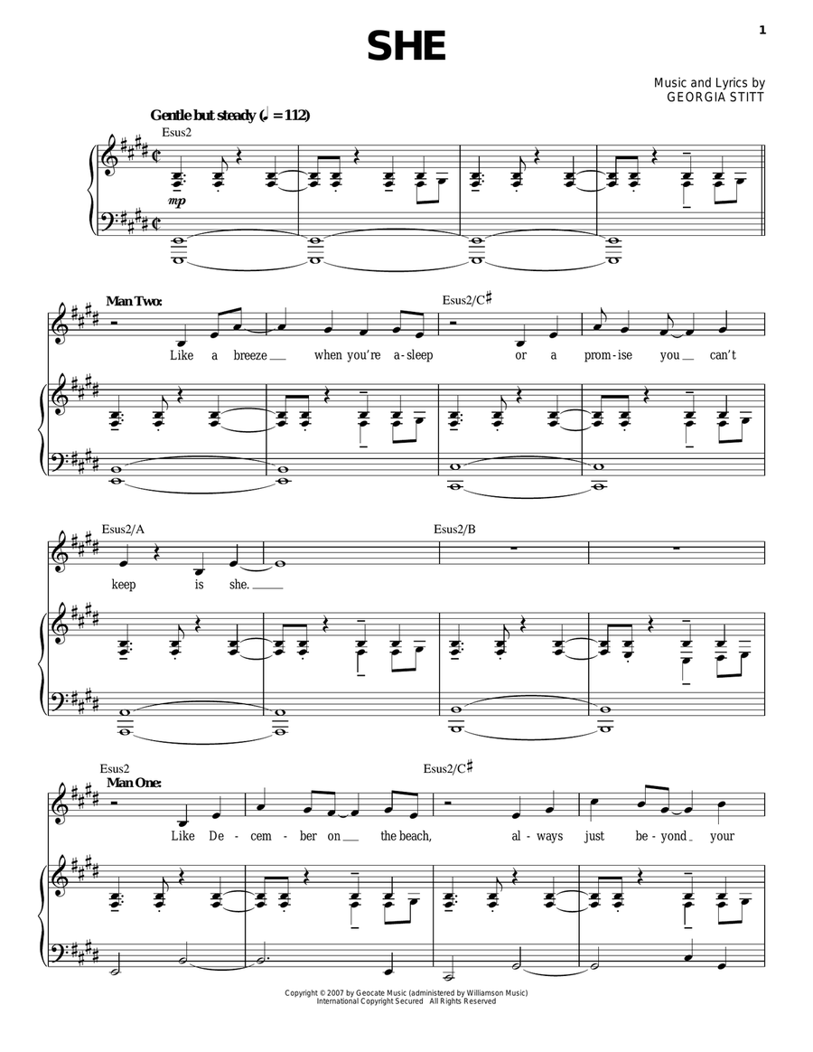 She She Piano, Vocal scores gallery preview page 1