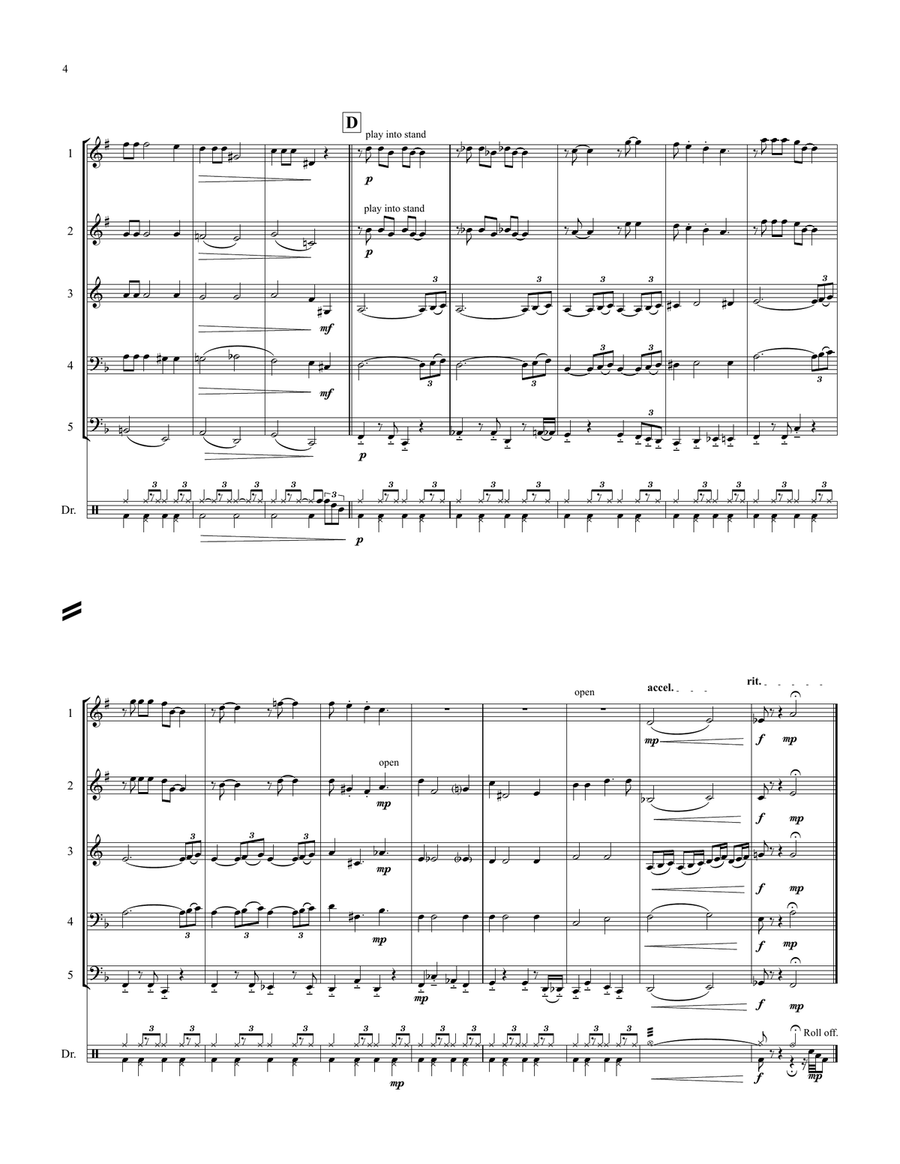 Moonlight Serenade for Brass Quintet ''Jazz for 5 Brass Series'' Small Ensemble scores gallery preview page 4
