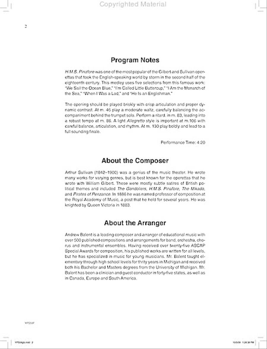Selections from H.M.S Pianofore Concert Band scores gallery preview page 3