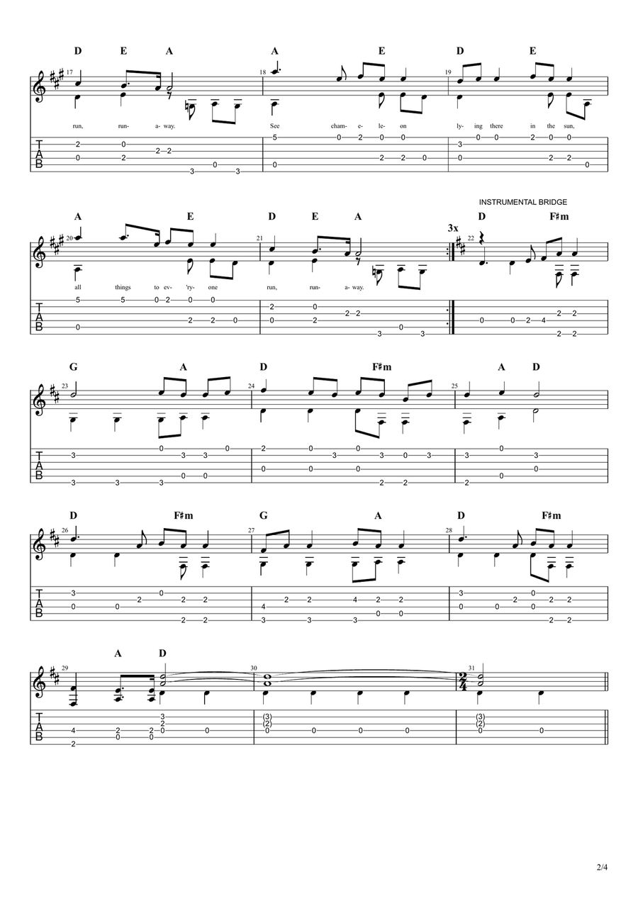 Run Runaway Guitar Tablature scores gallery preview page 3