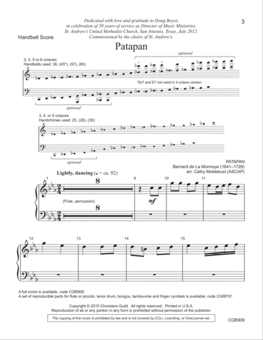 Patapan - Handbell Score Handbell Choir scores gallery preview page 3