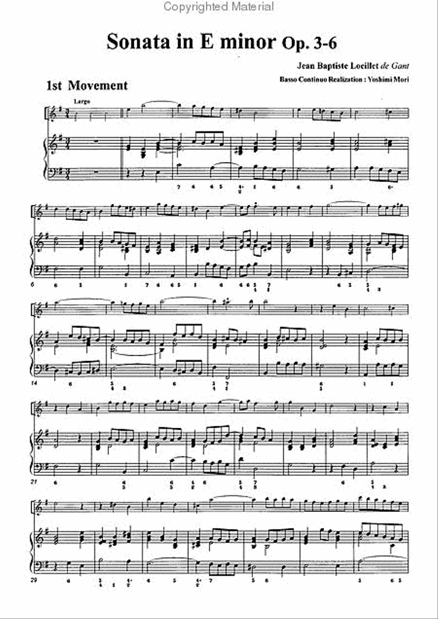 Sonata in E minor, Op. 3-6 Alto Recorder scores gallery preview page 3