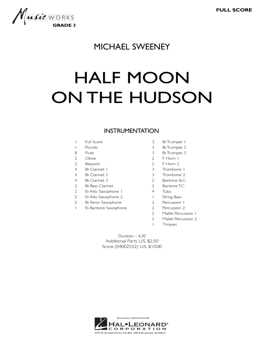 Half Moon On The Hudson - Full Score Score scores gallery preview page 1