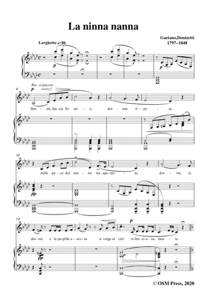 Donizetti-La ninna nanna,in f minor,for Voice and Piano
