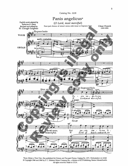 Panis angelicus: O Lord, most merciful (Choral Score)