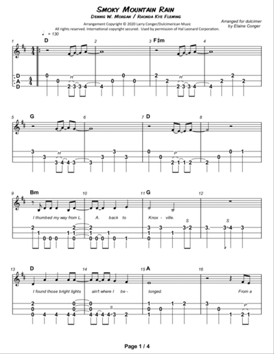 Smoky Mountain Rain Dulcimer scores gallery preview page 2