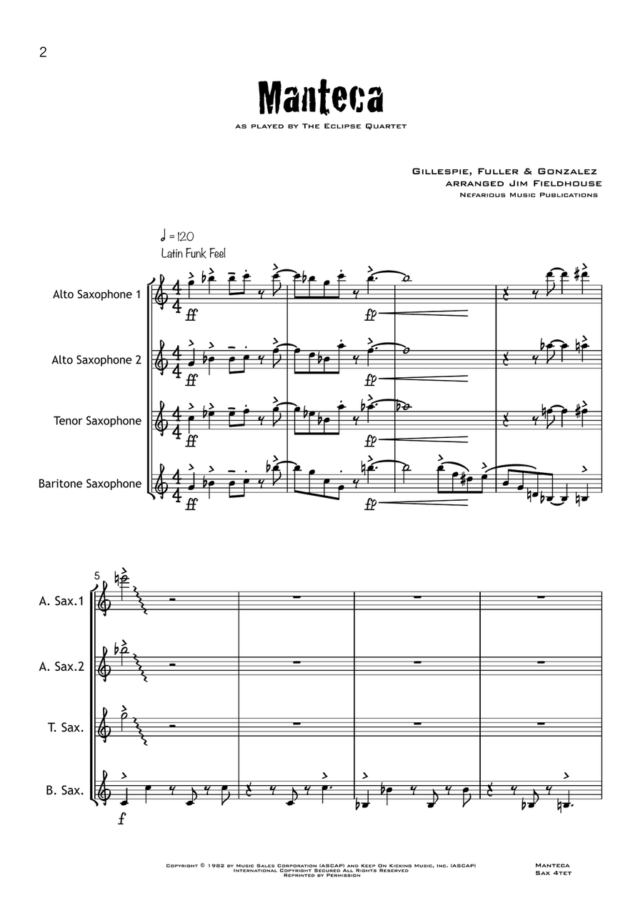 Manteca Saxophone Quartet scores gallery preview page 2