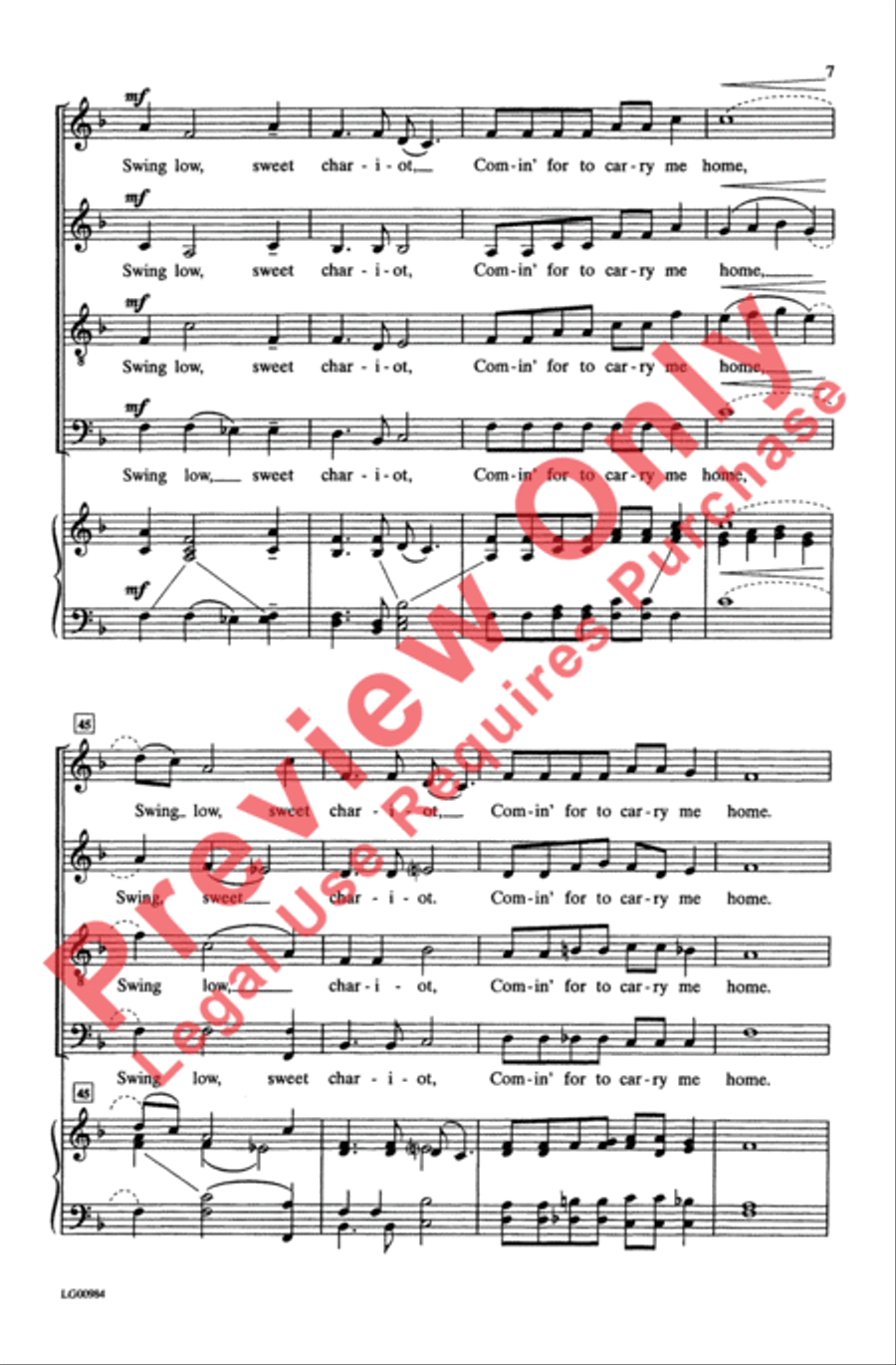 Swing Low, Sweet Chariot 4-Part scores gallery preview page 7