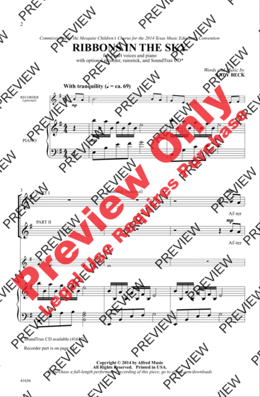 Ribbons in the Sky Ribbons in the Sky 2-Part scores gallery preview page 2