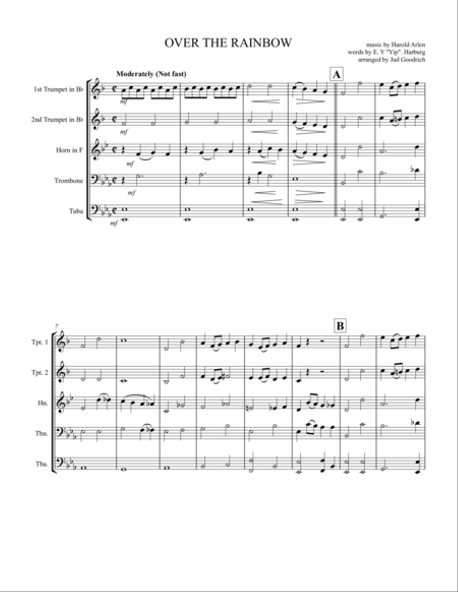 Over The Rainbow (from The Wizard Of Oz) Brass Ensemble scores gallery preview page 1