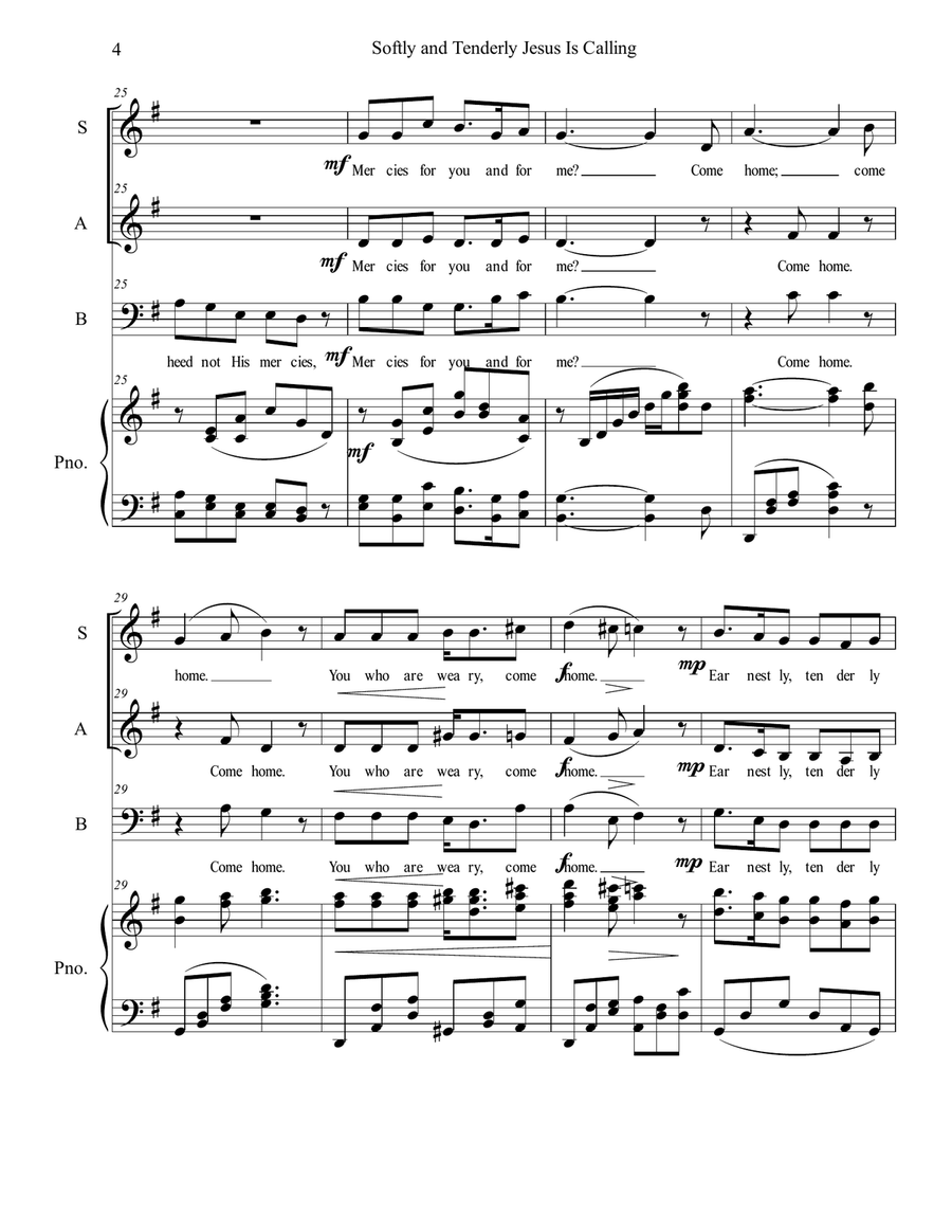 Softly and Tenderly Softly and Tenderly 3-Part scores gallery preview page 4