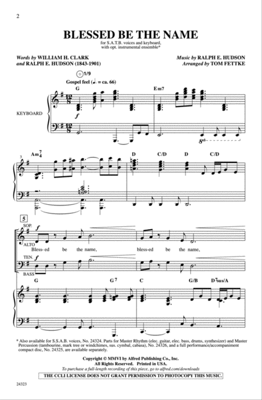 Blessed Be the Name 4-Part scores gallery preview page 2