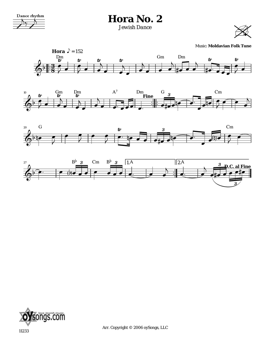 Hora No. 2 (Jewish Dance) Piano scores gallery preview page 1