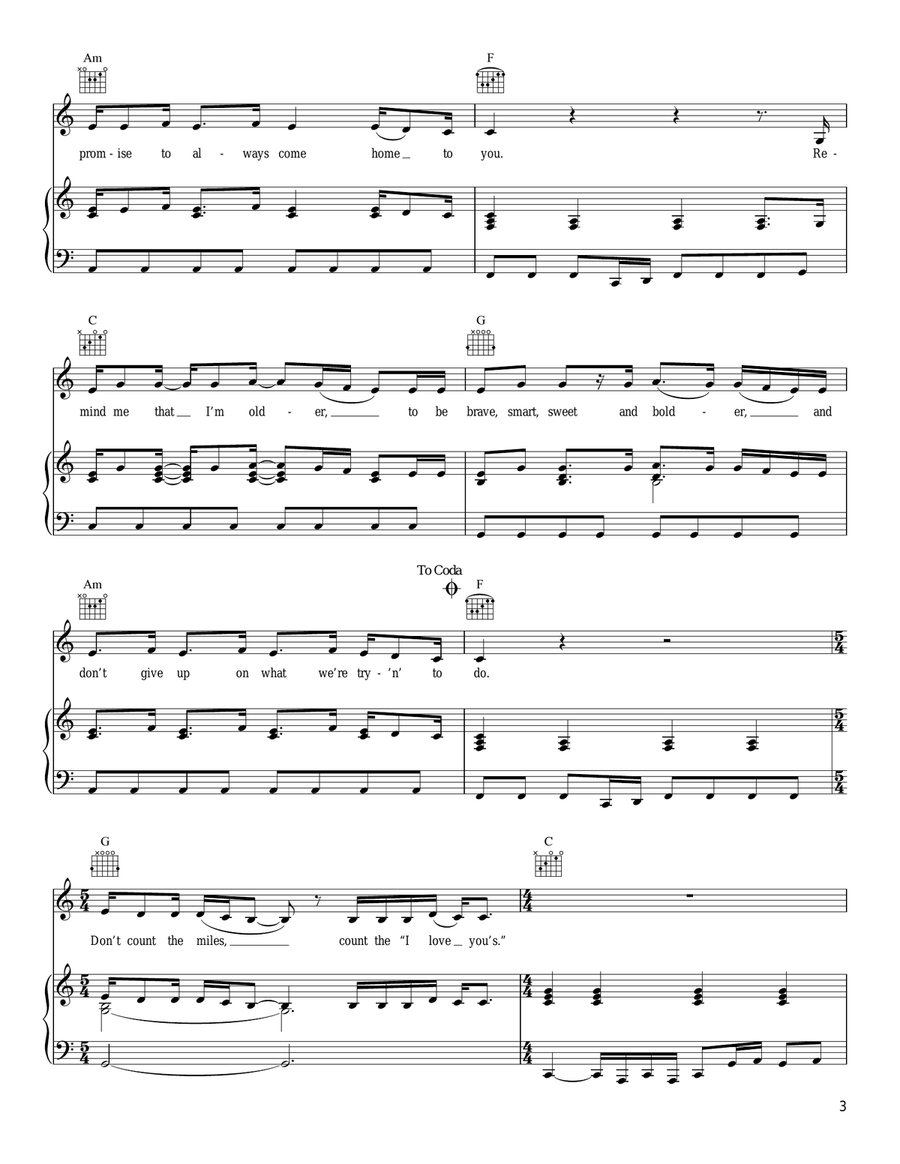 Miles Miles Piano, Vocal, Guitar scores gallery preview page 3