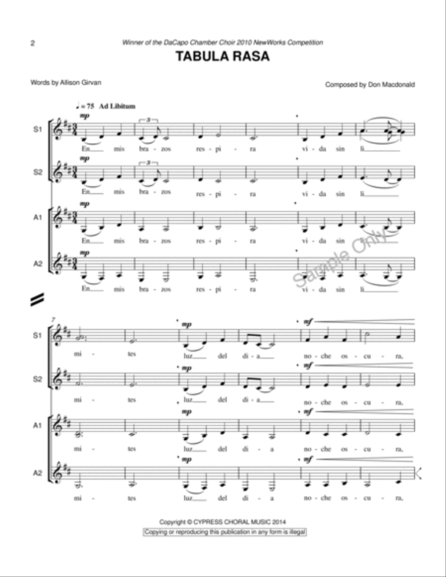Tabula Rasa A Cappella scores gallery preview page 2