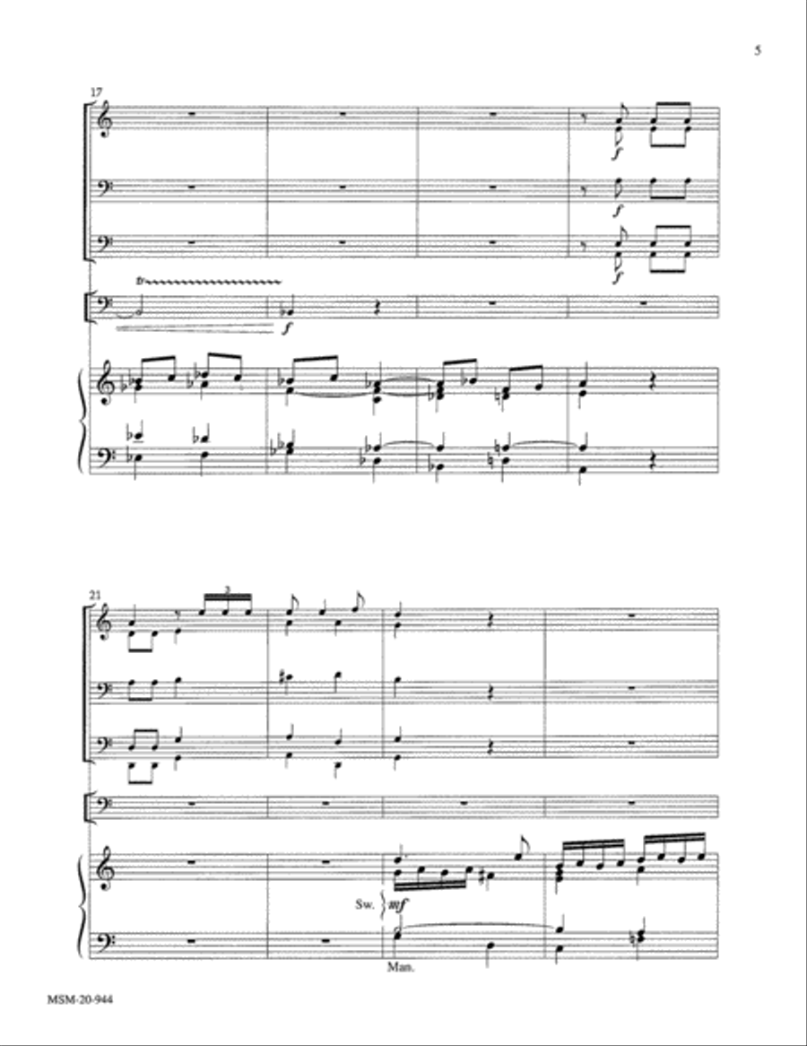 Three Pieces for Brass Quintet, Timpani, and Organ Organ scores gallery preview page 6