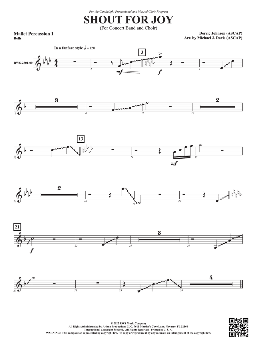 Shout for Joy - For Concert Band and Choir: 1st Mallet Percussion