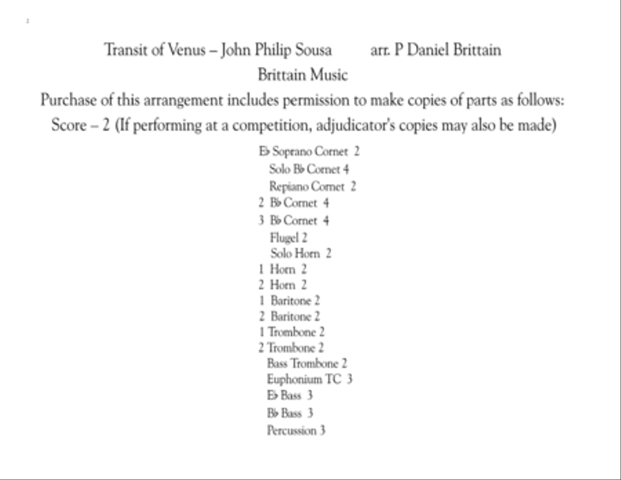 Transit of Venus March Brass Band edition