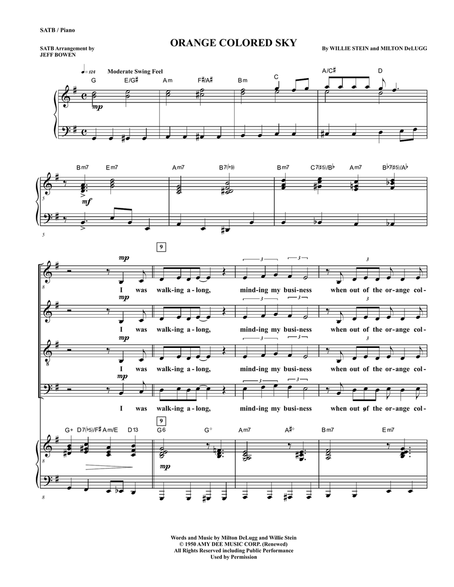 Orange Colored Sky 4-Part scores gallery preview page 1