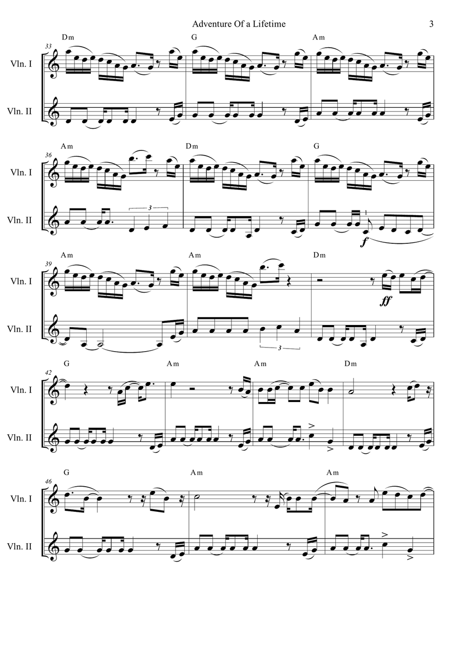Adventure Of A Lifetime String Duet scores gallery preview page 3