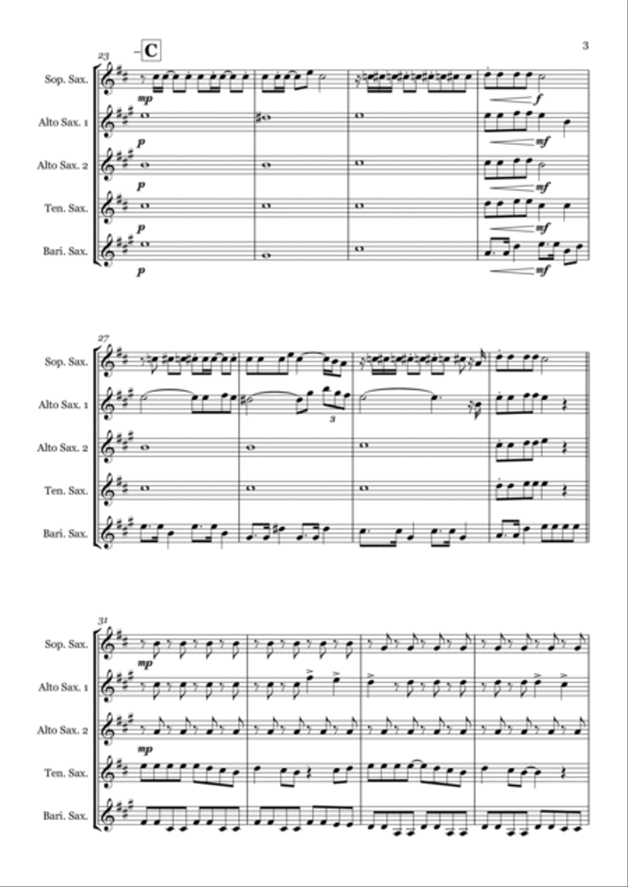 Help! Saxophone Quintet scores gallery preview page 3