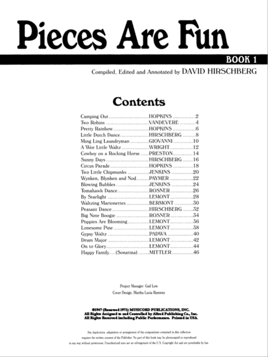 Pieces Are Fun, Book 1 Pieces Are Fun, Book 1 Piano Method scores gallery preview page 2