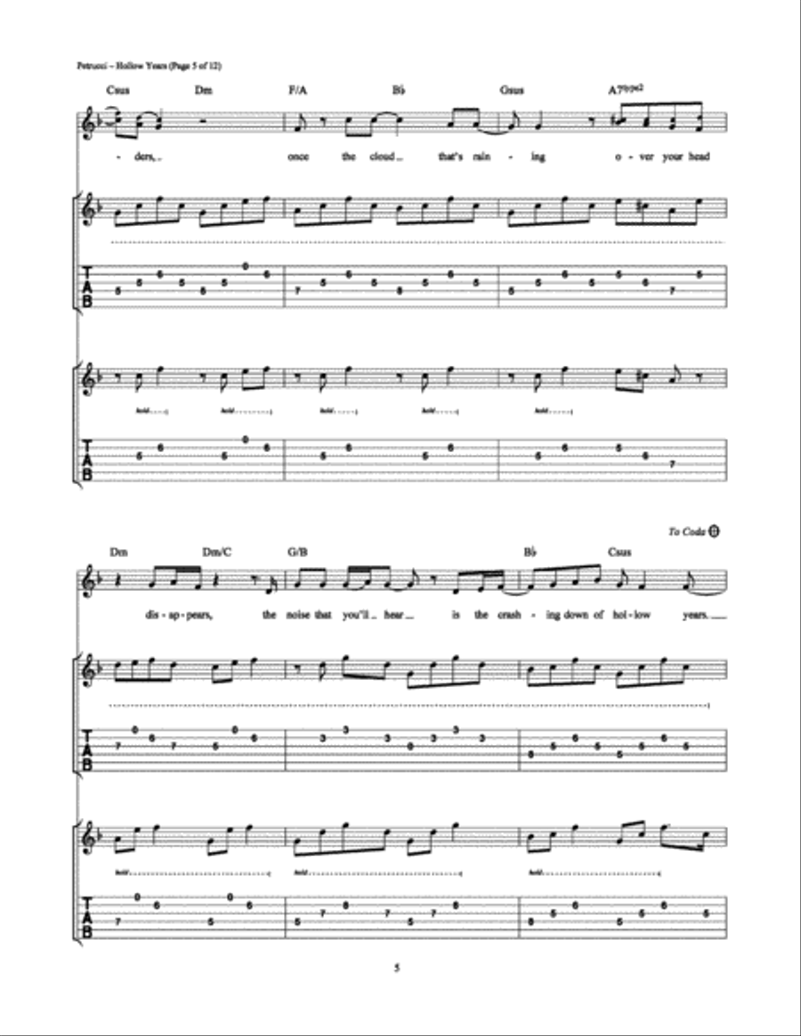 Hollow Years Electric Guitar scores gallery preview page 5