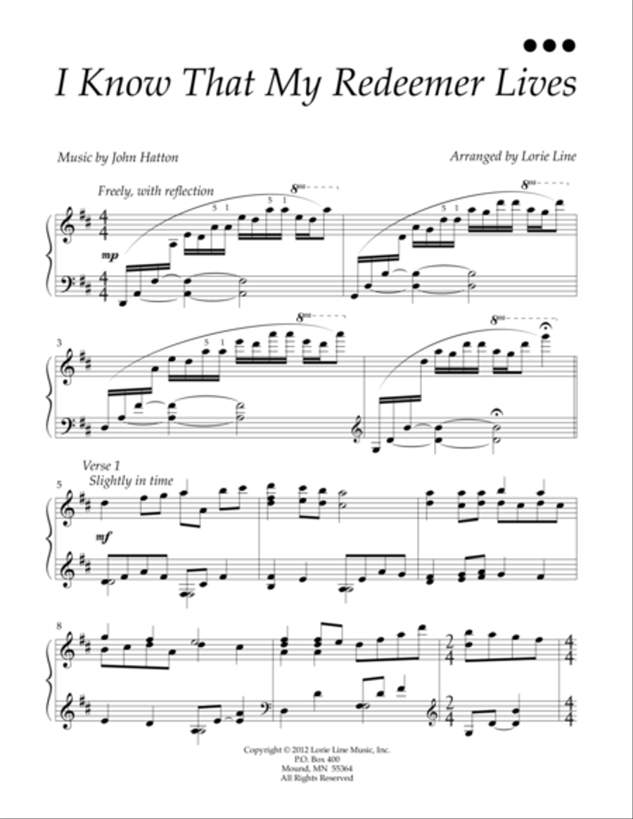 I Know That My Redeemer Lives Piano Solo scores gallery preview page 1