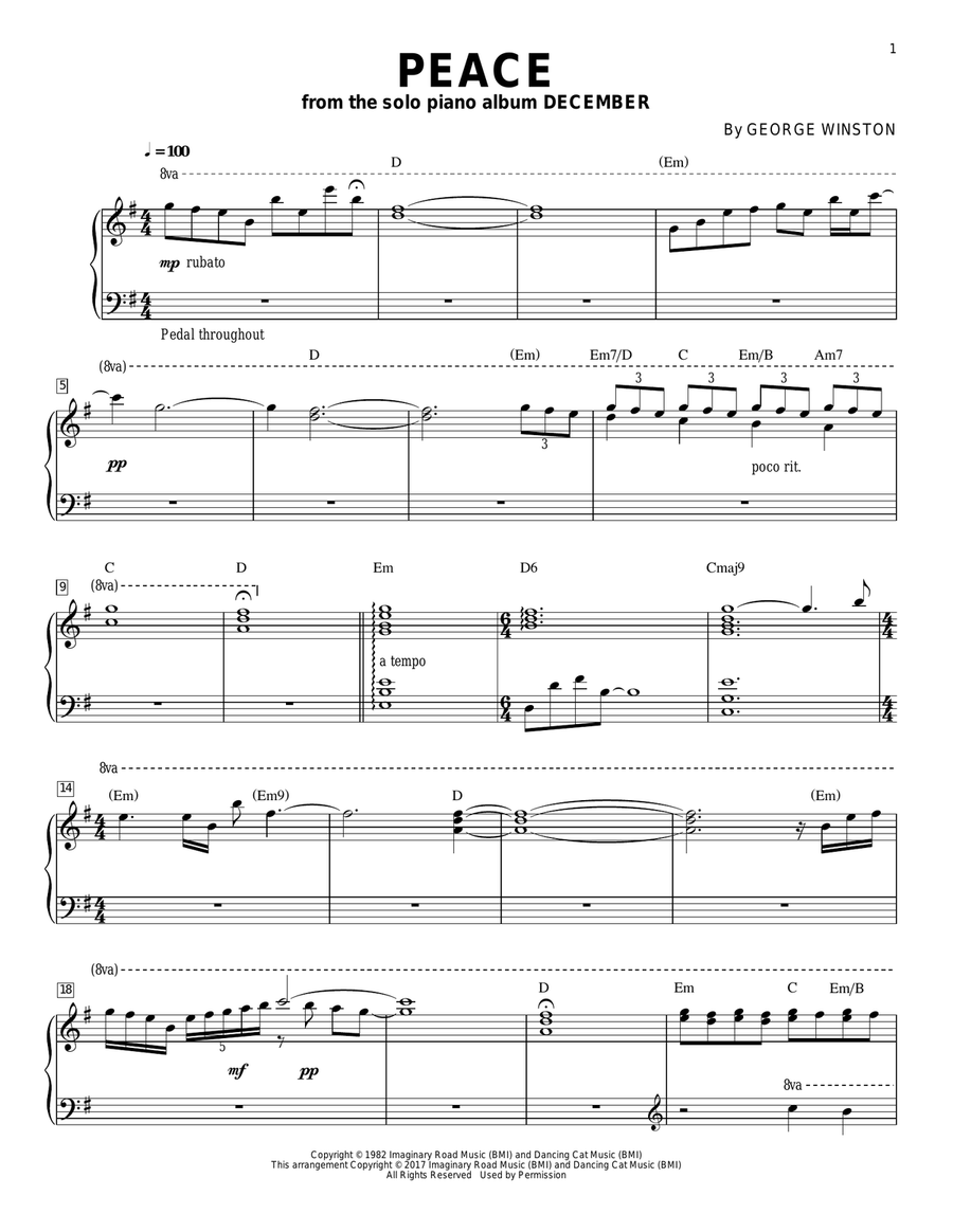Peace Peace Piano Solo scores gallery preview page 1