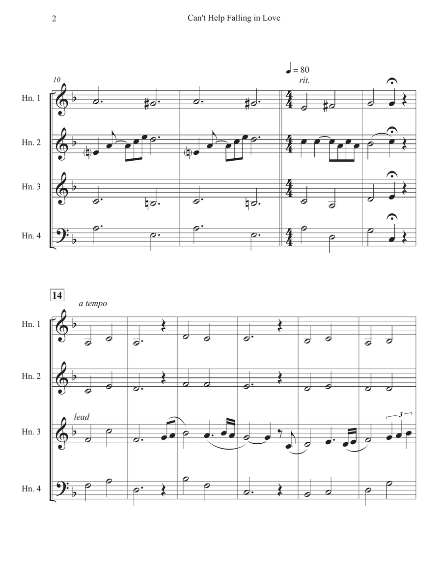 Can't Help Falling In Love Horn Solo scores gallery preview page 2