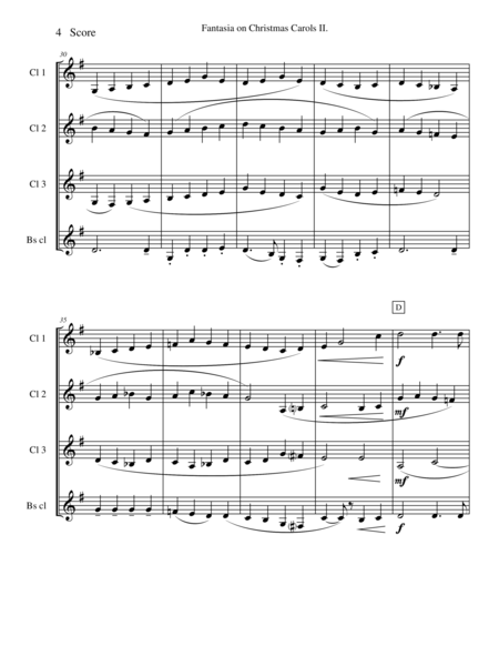 Vaughan Williams - Fantasia on Christmas Carols II for Clarinet Quartet image number null