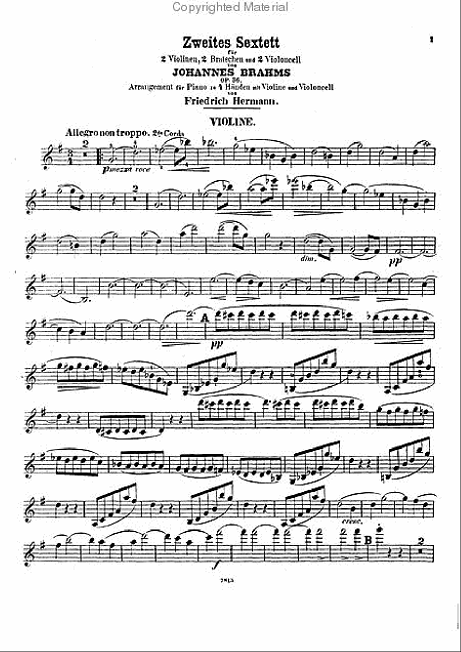 Zweites Sextett, Op. 36 Violin scores gallery preview page 4