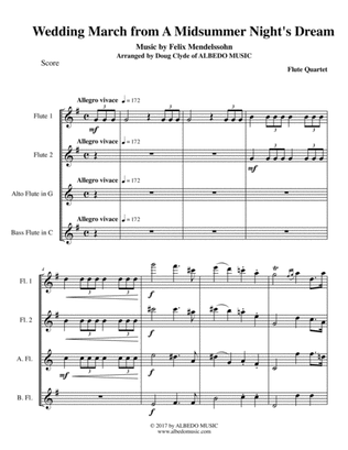 Book cover for Mendelssohn Wedding March from A Midsummer Night's Dream for Flute Quartet