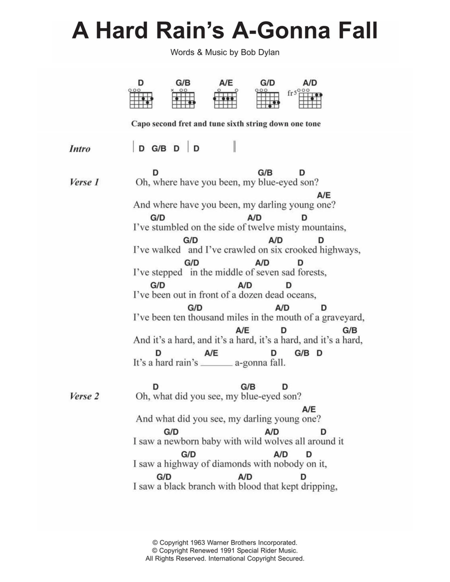 A Hard Rain's A-Gonna Fall Acoustic Guitar scores gallery preview page 1