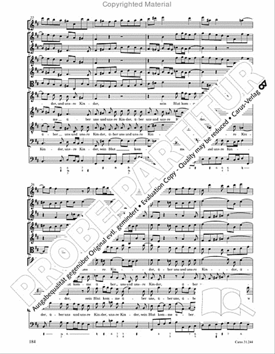 St. Matthew Passion (Matthaus-Passion) 4-Part scores gallery preview page 186