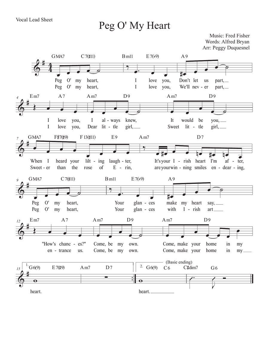 Peg O' My Heart (Key of G) Piano, Vocal scores gallery preview page 1