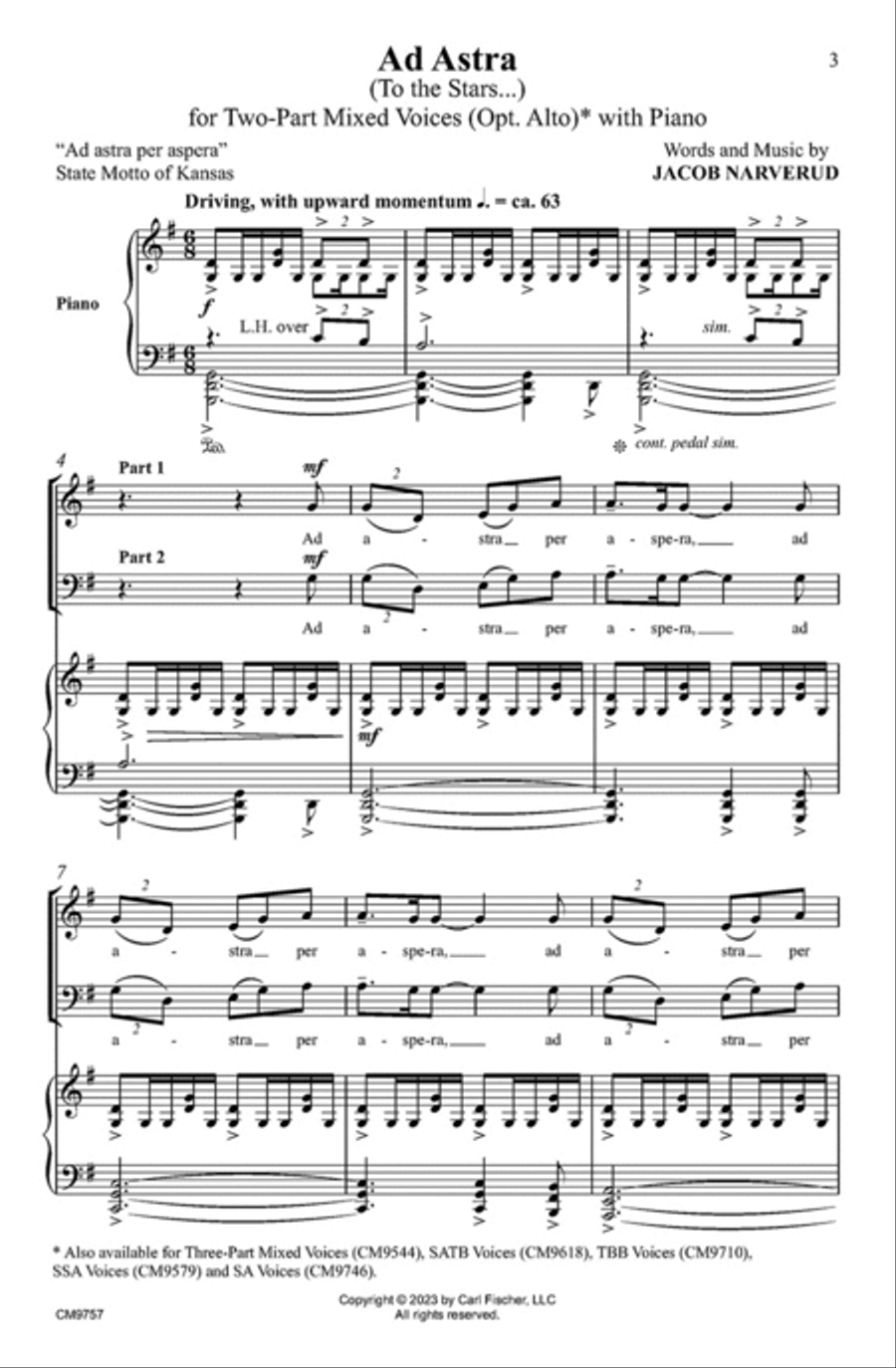 Ad Astra to the stars 3 Part Sheet Music Sheet Music Plus