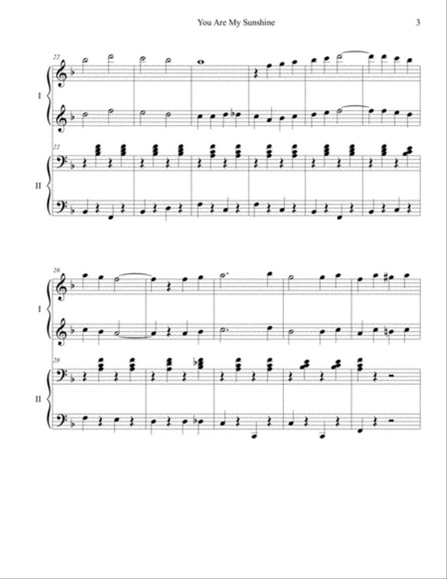 You Are My Sunshine Piano scores gallery preview page 3