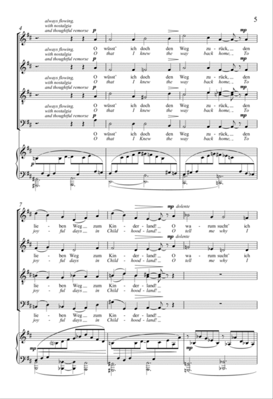 O wüsst’ ich doch den Weg zurück (O That I Knew the Way Back Home) 4-Part scores gallery preview page 4