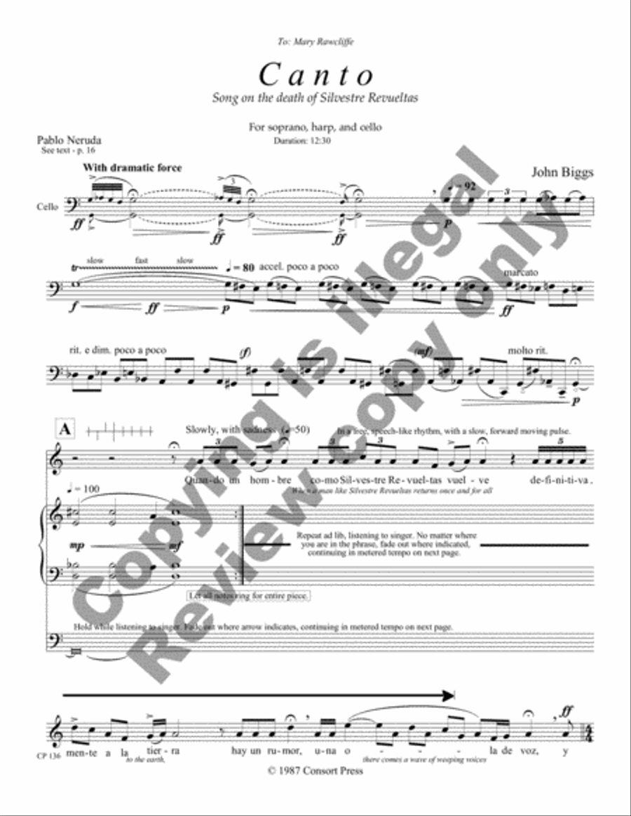 Canto Sobre la Muerte de Silvestre Harp scores gallery preview page 3