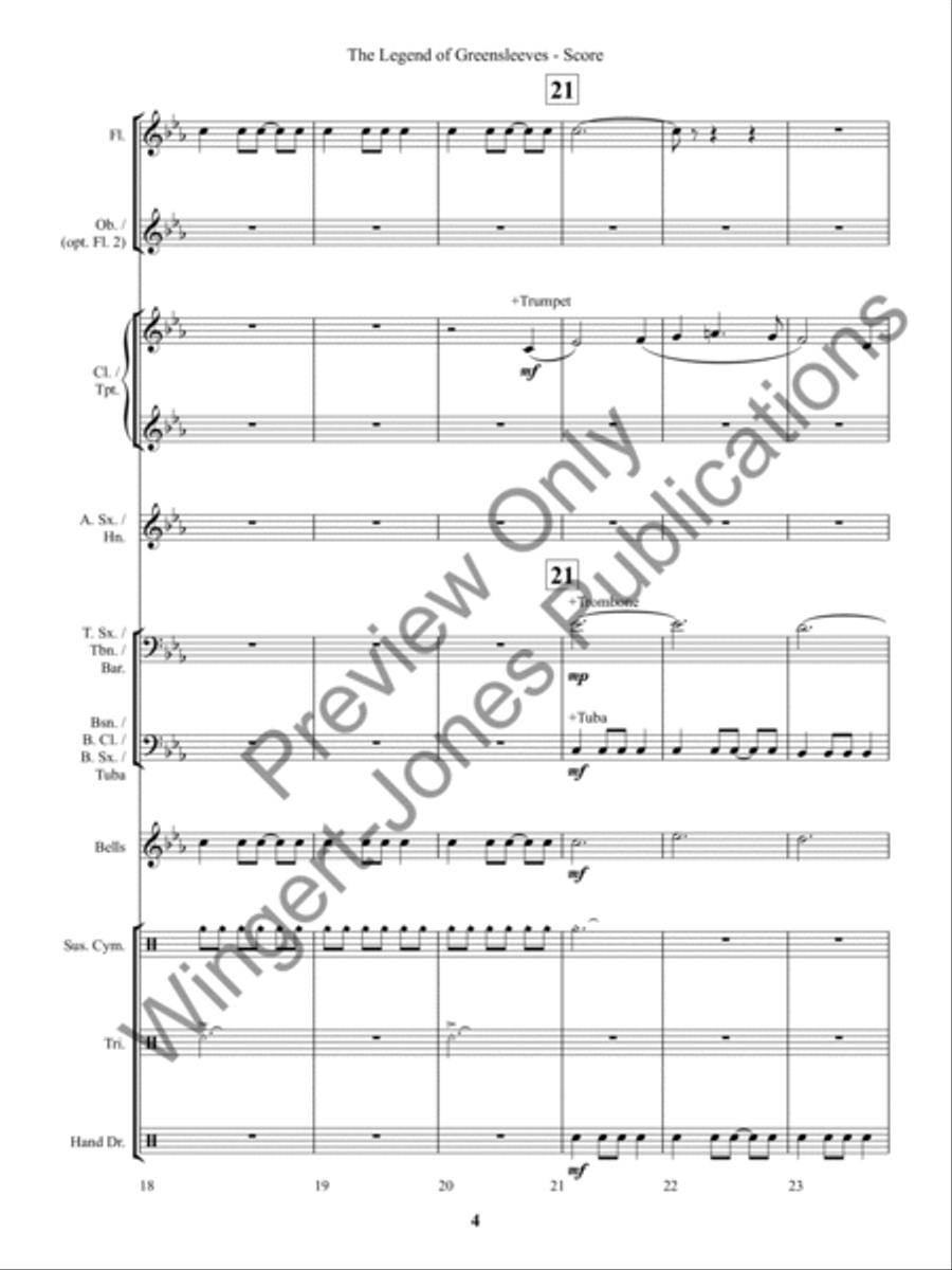 The Legend of Greensleeves (Score) Concert Band scores gallery preview page 7