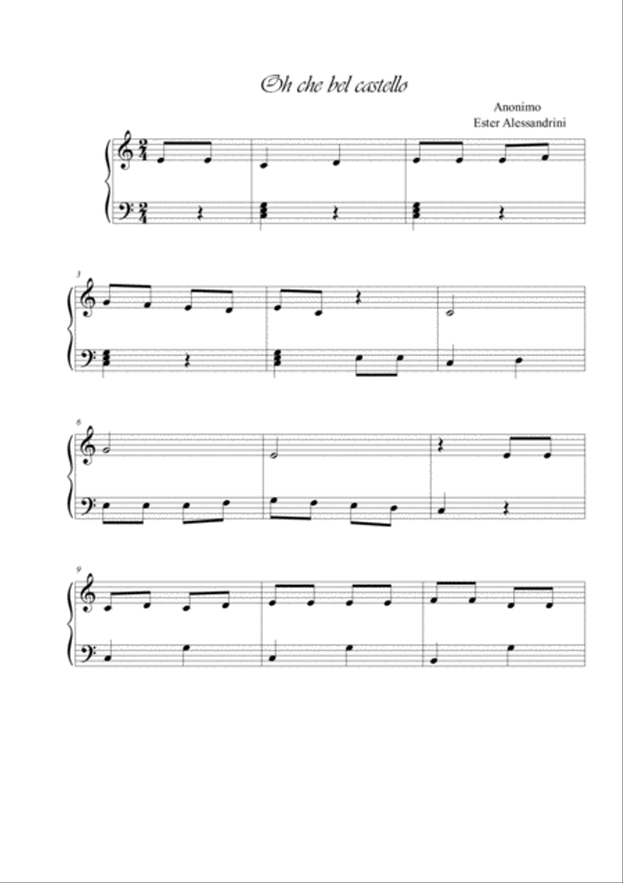 Oh che bel castello (Oh what a beautiful castle) Piano Method scores gallery preview page 1