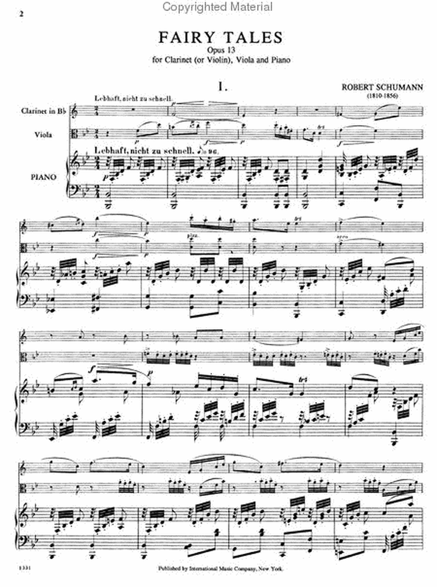 Fairy Tales, Op. 132 for Clarinet (or Violin), Viola & Piano