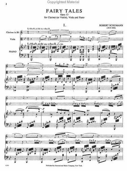 Fairy Tales, Op. 132 for Clarinet (or Violin), Viola & Piano