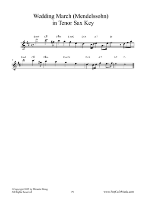 Book cover for Wedding March - Mendelssohn for Tenor / Soprano Sax