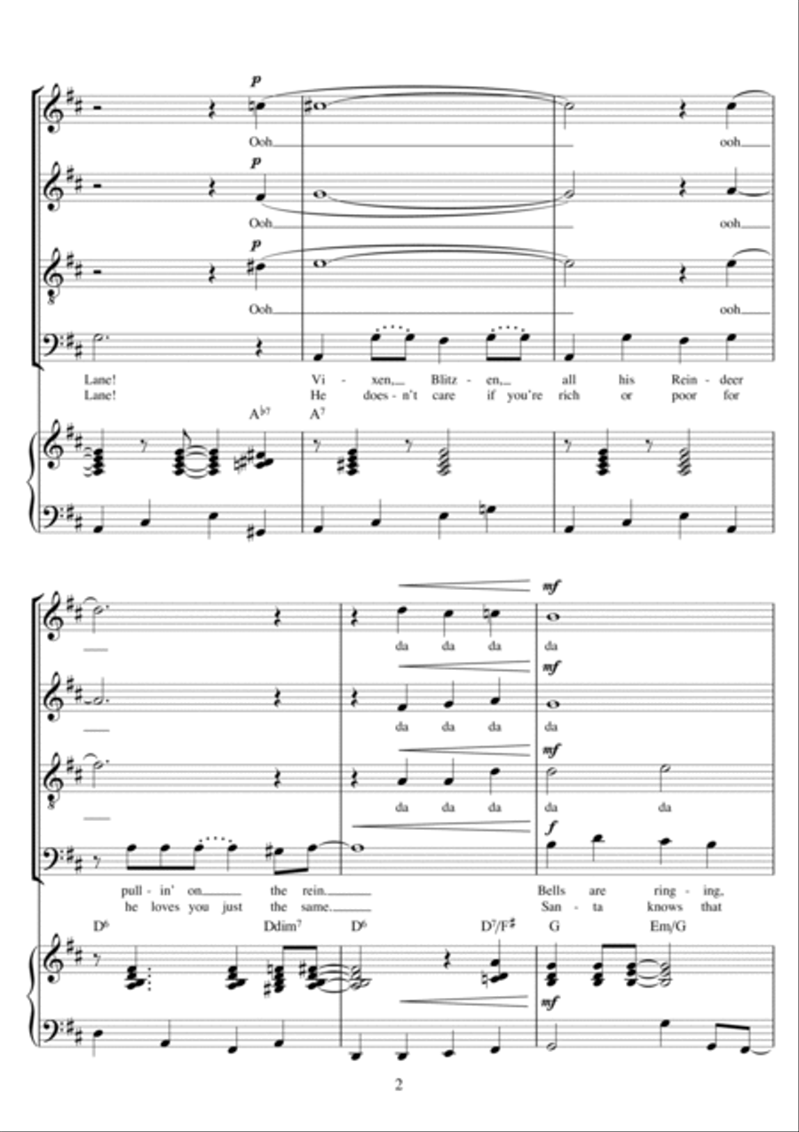 Here Comes Santa Claus (Right Down Santa Claus Lane) (arr. Berty Rice) 4-Part scores gallery preview page 2