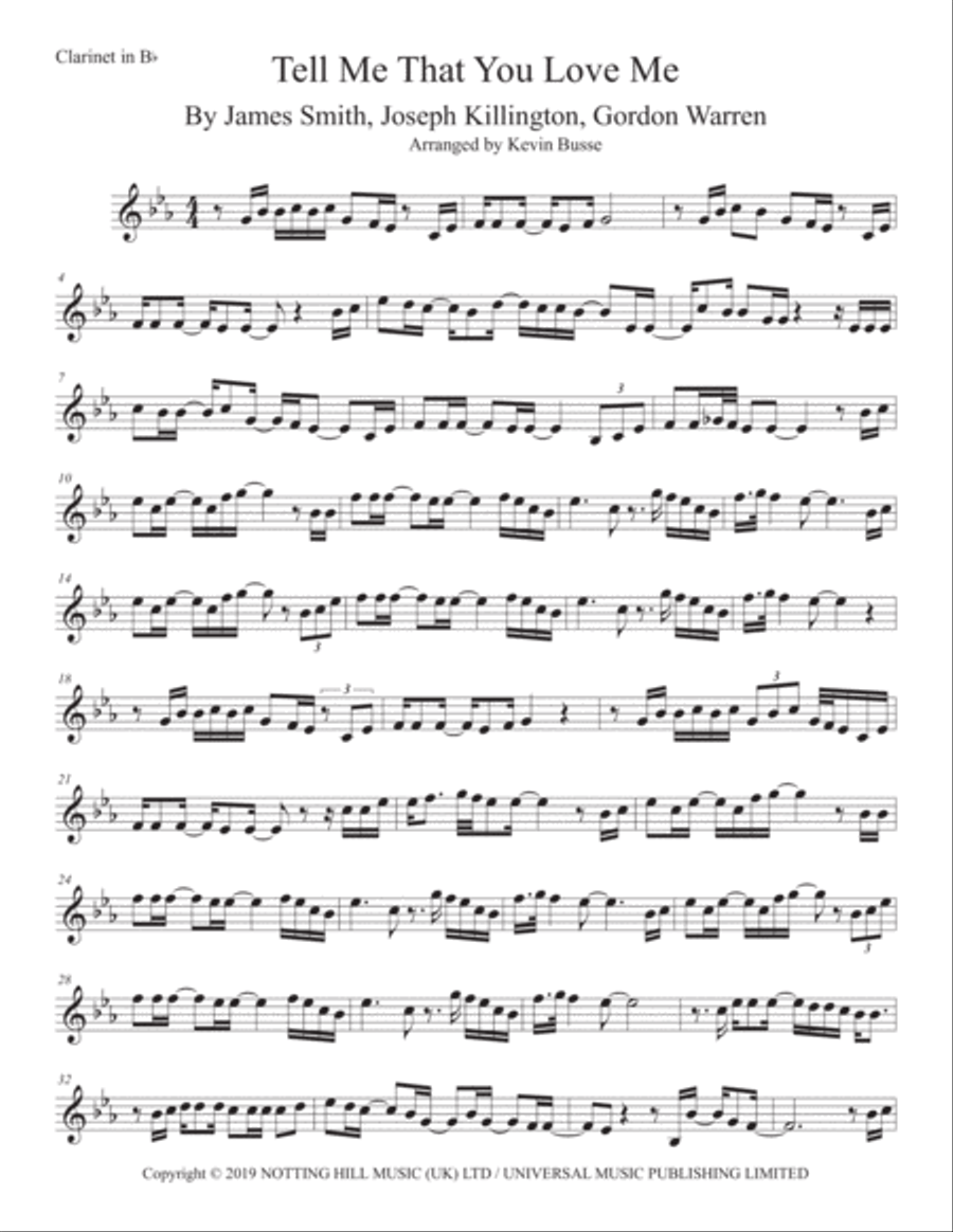Tell Me That You Love Me Clarinet Solo scores gallery preview page 1