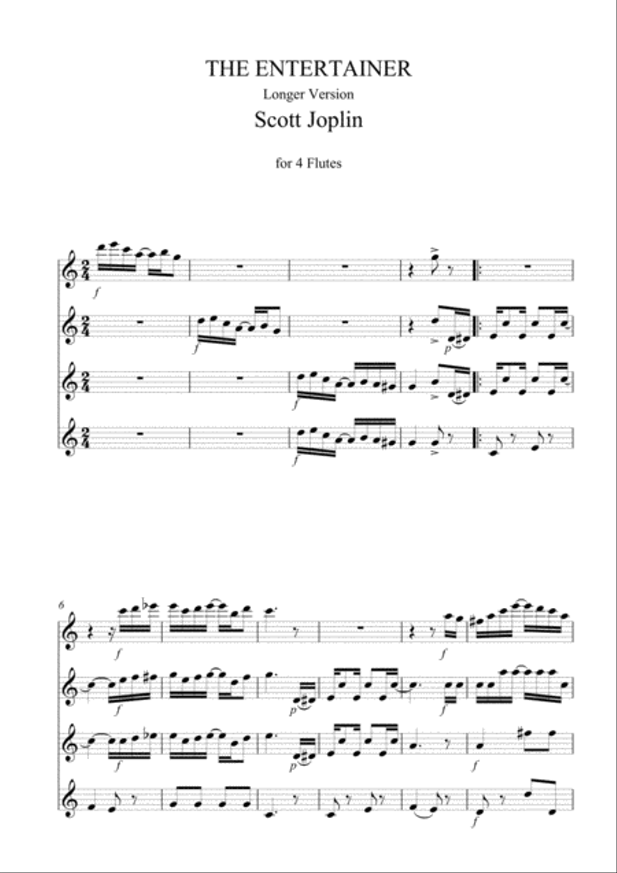 THE ENTERTAINER (longer version) - SCOTT JOPLINN Woodwind Quartet scores gallery preview page 2