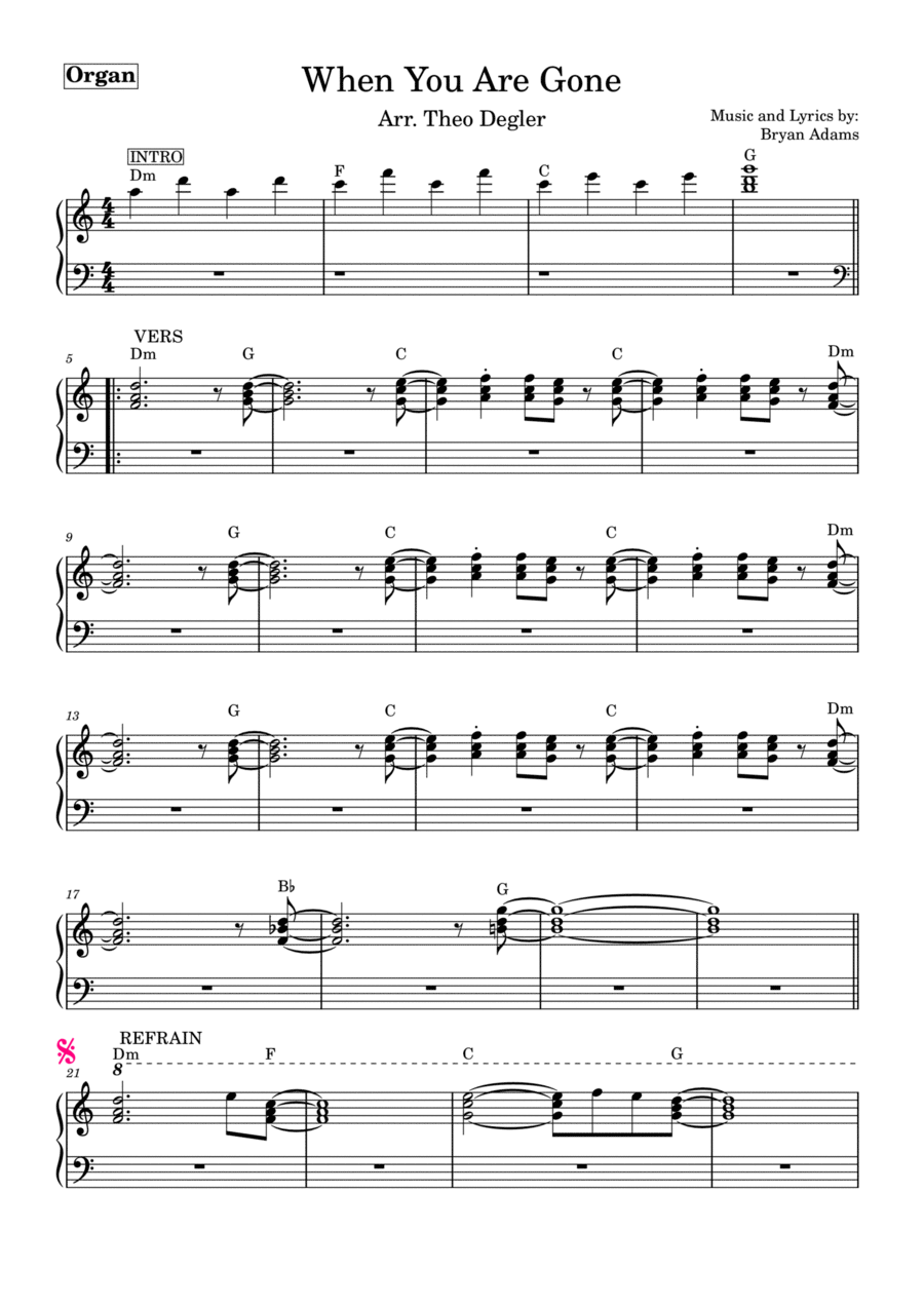 When You're Gone When You're Gone Piano scores gallery preview page 1